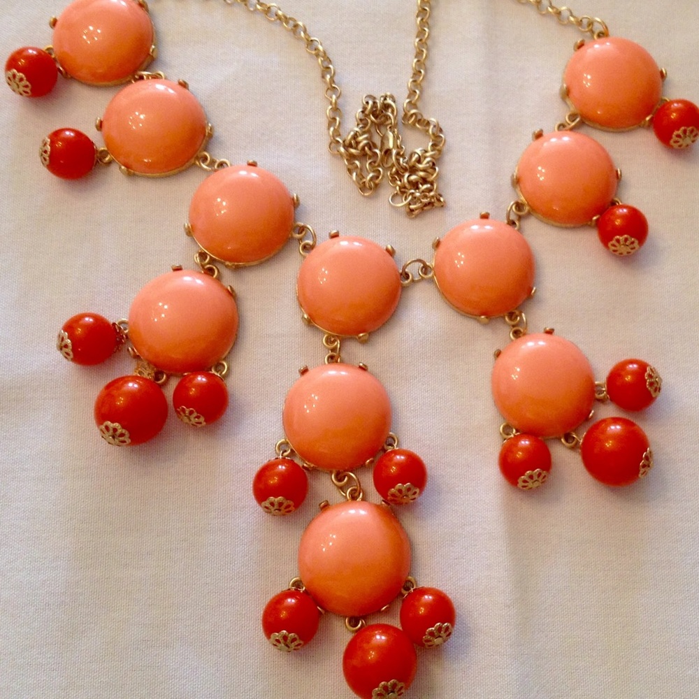 Necklace coral color chandelier style